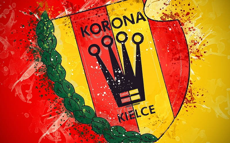 HD-wallpaper-korona-kielce-paint-art-logo-creative-polish-football-team-ekstraklasa-emblem-red-yellow-background-grunge-style-kielce-poland-football